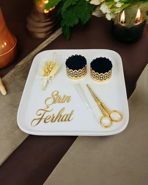 Endless Porselen Nişan Tepsisi  Beyaz ürün görseli 1