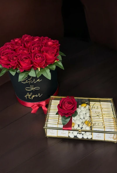 Willow Kız İsteme Çikolatası ve Kız İsteme Çiçeği Seti  gold ürün görseli 1