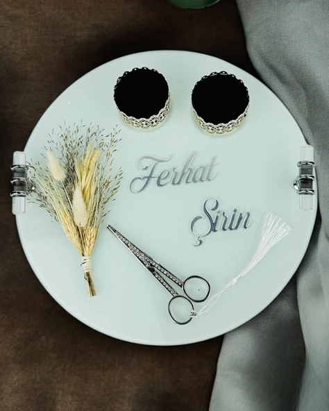 Cherish Gümüş Beyaz Söz Nişan Tepsisi  Beyaz ürün görseli 1