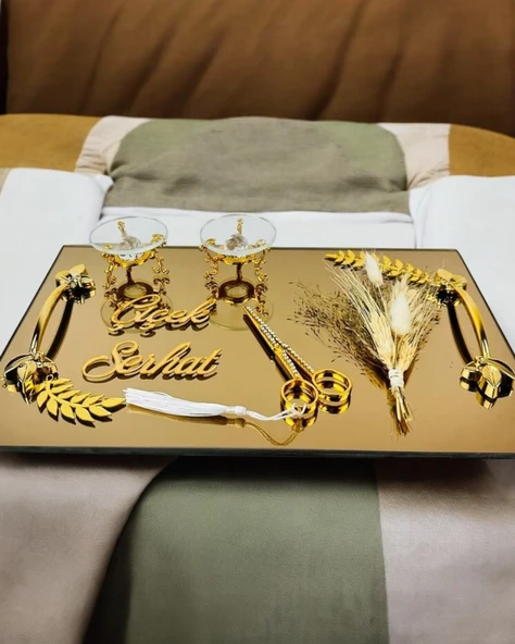 Cherish Gold Söz Nişan Tepsisi  BRONZ ürün görseli 1