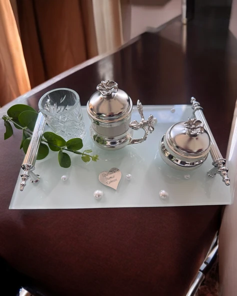 Bonding Gümüş İncili Nişan Tepsisi  gümüş ürün görseli 1