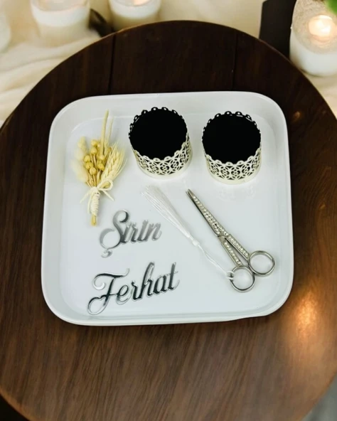 Bliss Gümüş Porselen Söz Nişan Tepsisi  gümüş ürün görseli 1