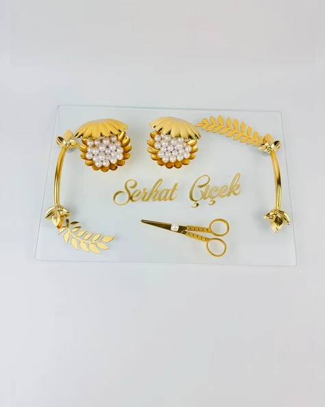 Embrace Gold Şeffaf Nişan Tepsisi  gold ürün görseli 1
