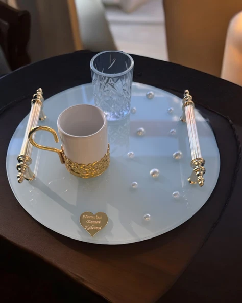 Beloved Gold İncili Söz Tepsisi  gold ürün görseli 1