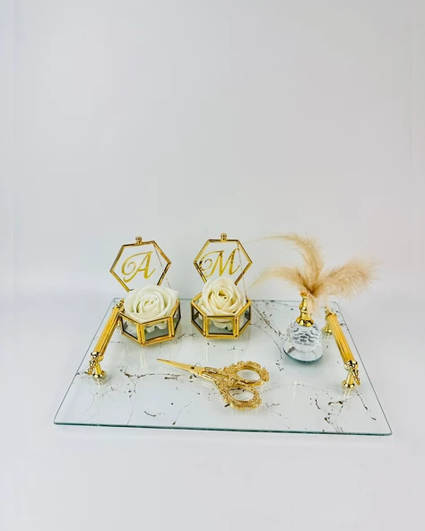 Fidelity Gold Desenli Söz Tepsisi  BRONZ ürün görseli 1