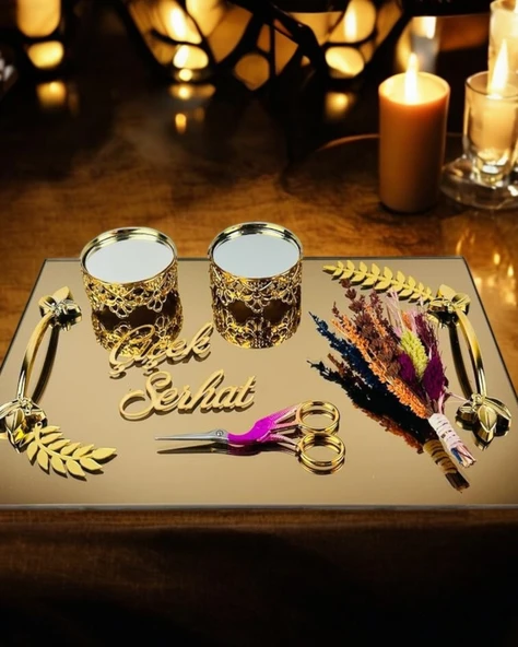 Cherish Gold Söz Nişan Tepsisi  gold ürün görseli 1