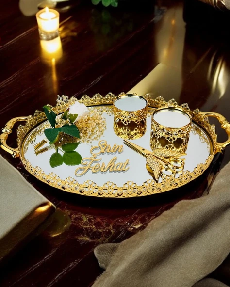 Togetherness Oval Söz Nişan Tepsisi  gold ürün görseli 1