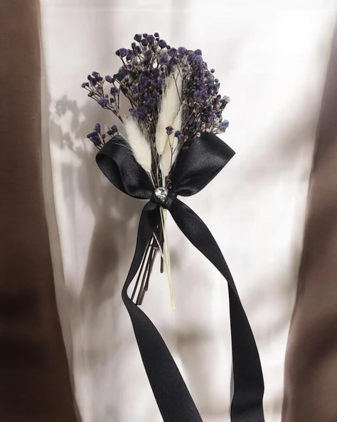 Bloom Doğal Cipso Tepsi Çiçeği  Siyah ürün görseli 1