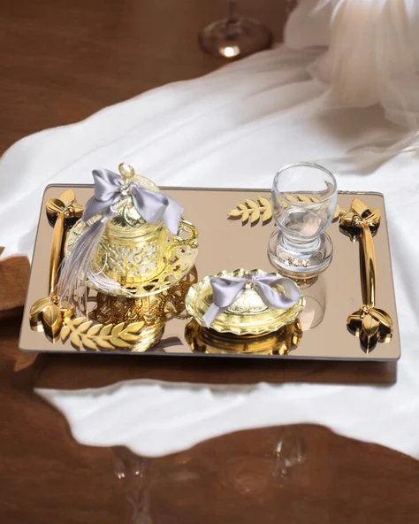 Harmony Gold Damat Kahve Fincan Tepsisi  GRİ ürün görseli 1