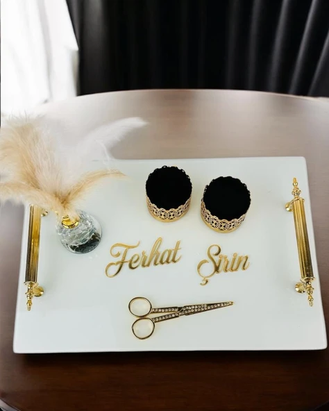 Promise Beyaz Söz Nişan Tepsisi  gold ürün görseli 1