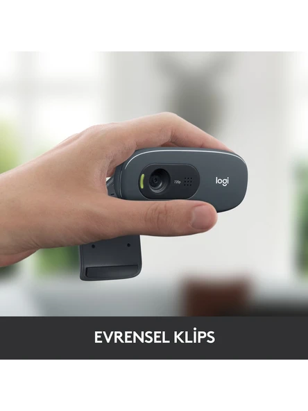 Logitech C270 HD 720p Mikrofonlu Web Kamerası - Siyah - Resim 5