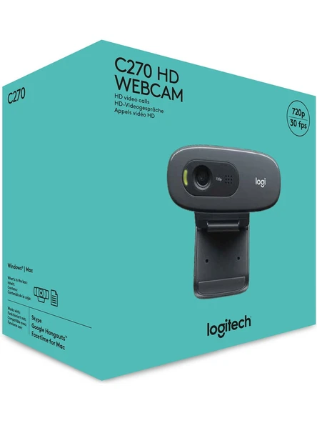 Logitech C270 HD 720p Mikrofonlu Web Kamerası - Siyah - Resim 7