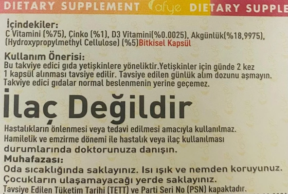 Afye Vitamin C Plus 1000 mg  (30 Kapsül) - Resim 3