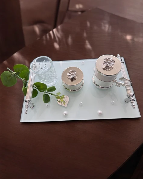 Bonding Gümüş İncili Nişan Tepsisi  GRİ ürün görseli 1