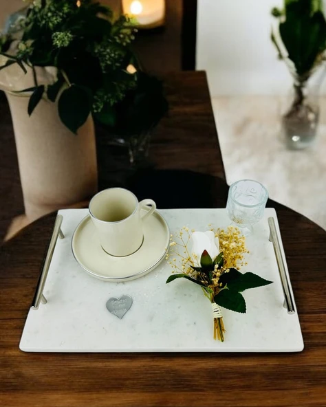 Gentle Damat Kahve Fincan Tepsisi  GRİ ürün görseli 1