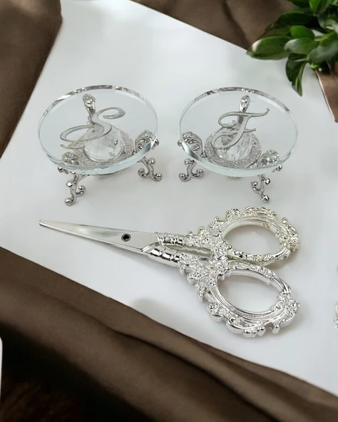Bionda Cam Yüzük Yükselticisi ve Söz Makası Seti  krem ürün görseli 1