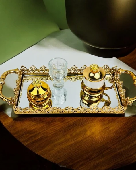 Eternal Damat Kahve Tepsisi  gold ürün görseli 1