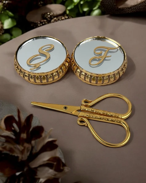 Sereno Gold Aynalı Yükselti ve Söz Makası Seti  BRONZ ürün görseli 1