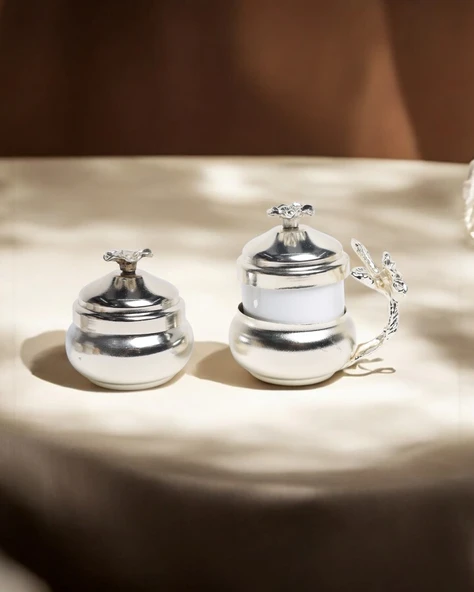 Mila Lüx Damat Kahve Fincanı ve Lokumluk  gümüş ürün görseli 1