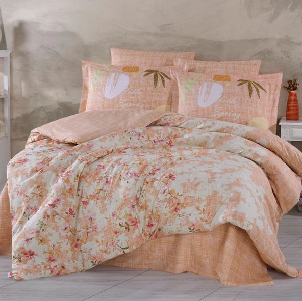 Hobby Çift Kişilik Poplin Nevresim Lily Somon ürün görseli 1