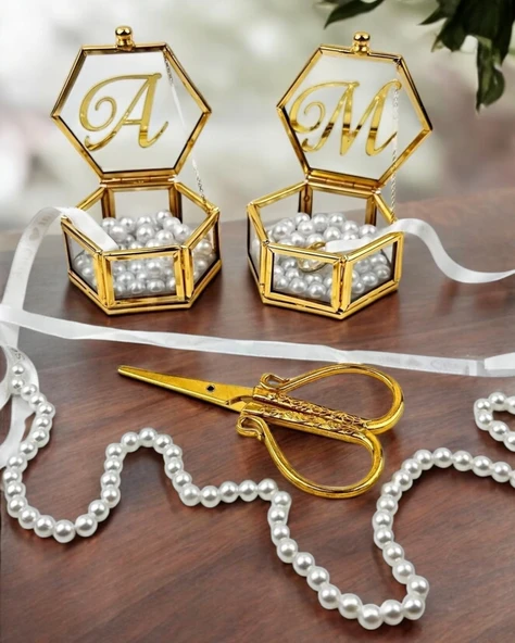 Corrente Altıgen Gold Yüzük Yükselticisi ve Söz Makası Seti  gold ürün görseli 1