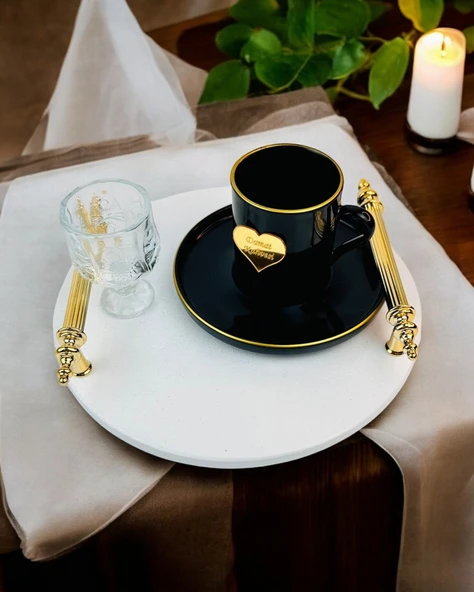 Commitment Nişan Kahve Tepsisi  Beyaz ürün görseli 1