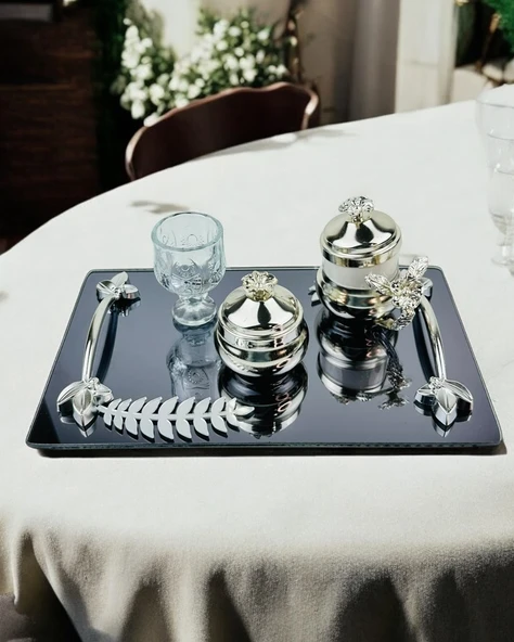 Elegance Söz Kahve Tepsisi  GRİ ürün görseli 1