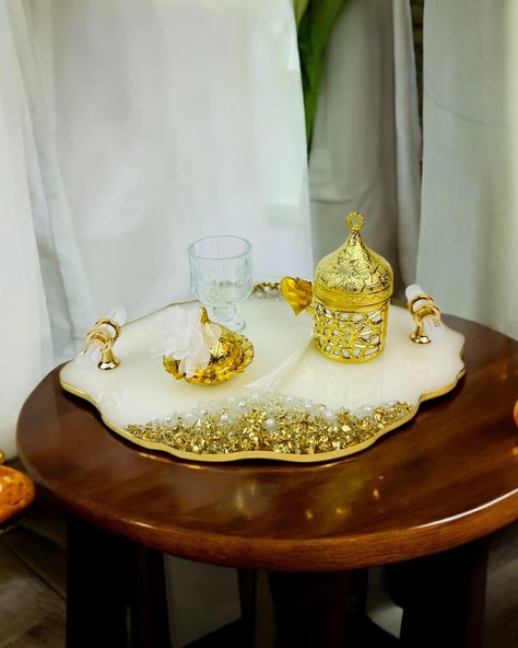 Spark Söz Damat Kahve Tepsisi  Siyah ürün görseli 1