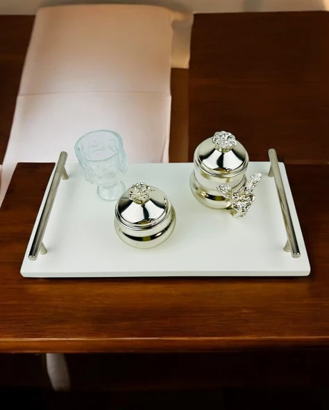 Tranquility Damat Kahve Fincan Tepsisi  gümüş ürün görseli 1