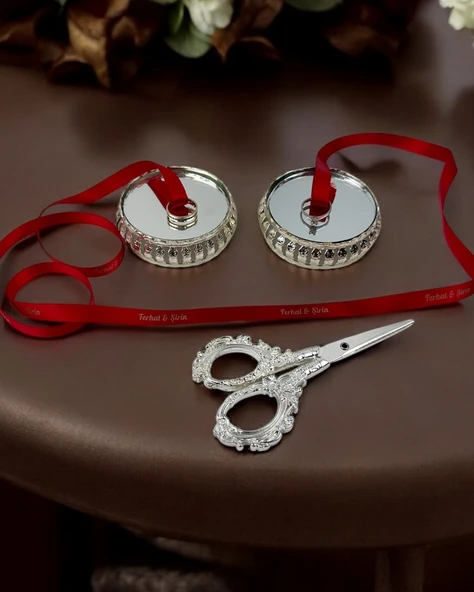Neve Aynalı Yükselti ve Söz Makası Seti  gümüş ürün görseli 1