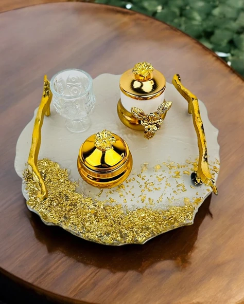 Wistful Söz Nişan Kahve Tepsisi  gold ürün görseli 1