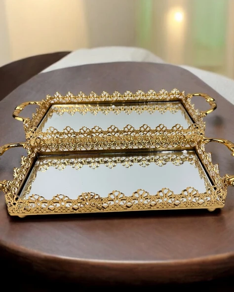 Sage Dekoratif Söz Nişan Tepsisi  gold ürün görseli 1