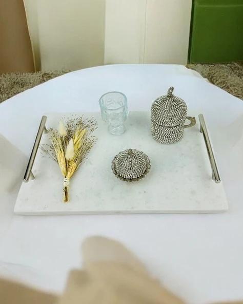 Gentle Damat Kahve Fincan Tepsisi  Kırmızı ürün görseli 1