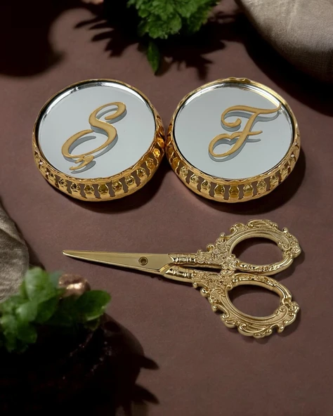 Sereno Gold Aynalı Yükselti ve Söz Makası Seti  gold ürün görseli 1