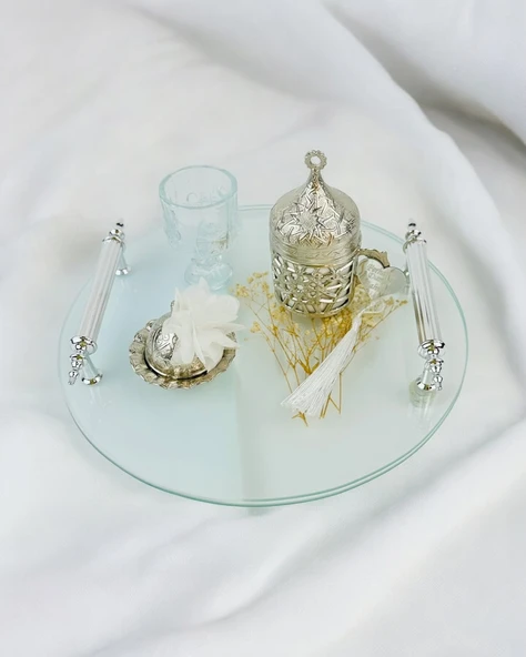 Radiant Nişan Damat Kahve Tepsisi  Beyaz ürün görseli 1
