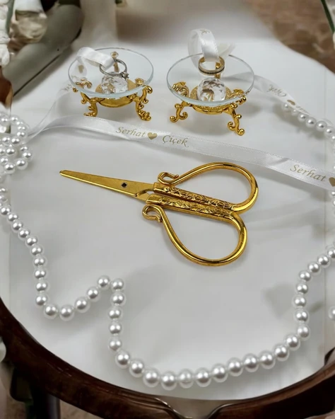 Lucevia Gold Cam Yüzük Yükselticisi Ve Söz Makası Seti  krem ürün görseli 1
