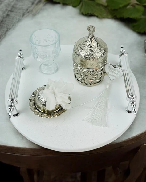 Adoration Söz Kahve Tepsisi  GRİ ürün görseli 1