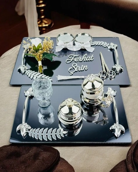 Elegance Nişan Tepsisi ve Söz Nişan Tepsisi  Beyaz ürün görseli 1