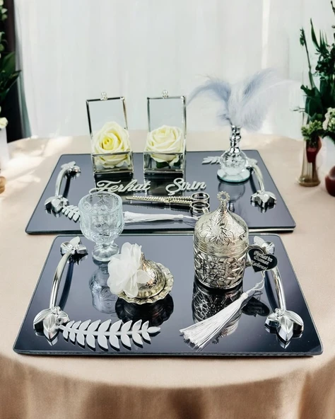 Elegance Nişan Tepsisi ve Söz Nişan Tepsisi  GRİ ürün görseli 1