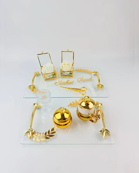 Embrace Gold Şeffaf Söz Tepsisi   Beyaz ürün görseli 1