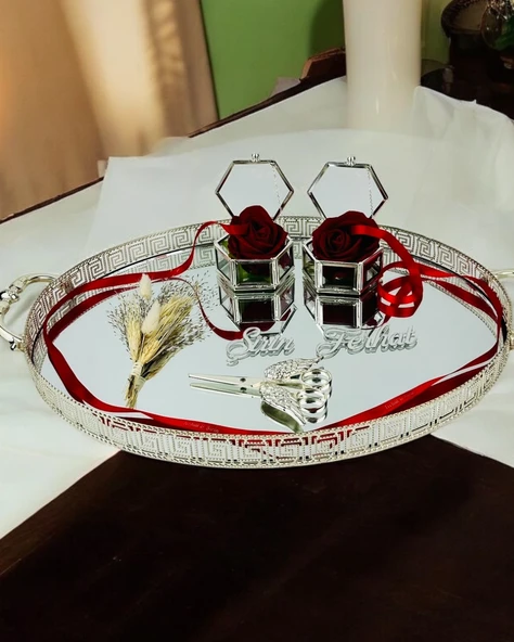 Whisper Metal Gümüş Söz Tepsisi   Beyaz ürün görseli 1