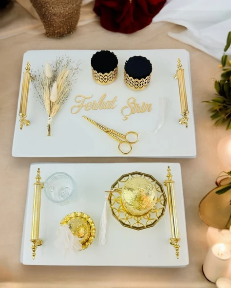 Promise Beyaz Söz Tepsisi   gold ürün görseli 1