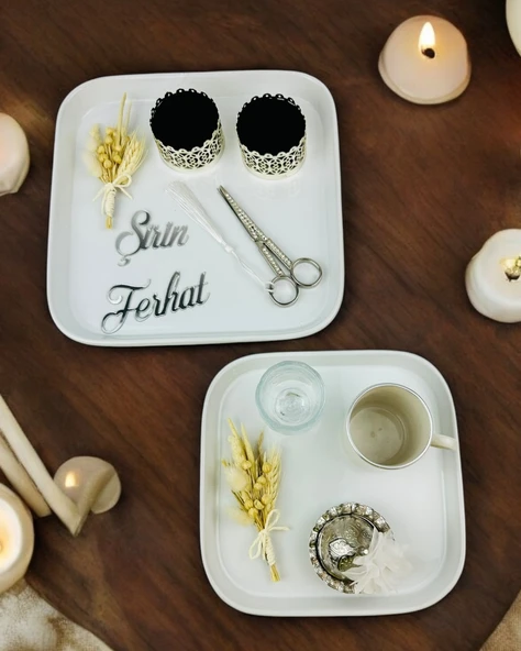 Bliss Porselen Söz Tepsisi  Beyaz ürün görseli 1