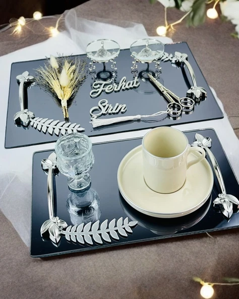 Elegance Nişan Tepsisi ve Söz Nişan Tepsisi  krem ürün görseli 1