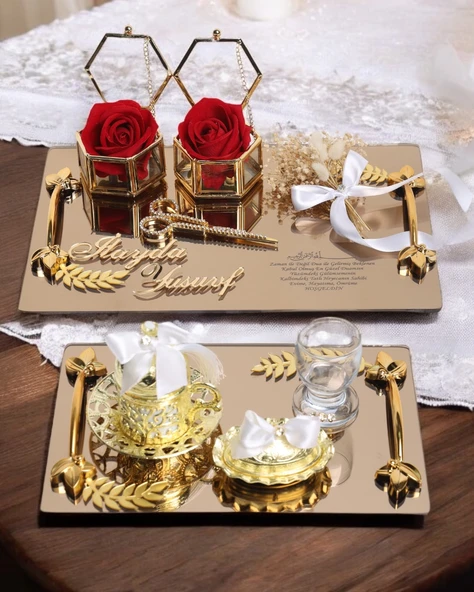 Harmony Söz Tepsisi ve Damat Kahve Fincan Tepsisi   Beyaz ürün görseli 1