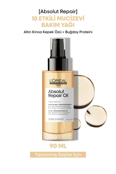 L'OREAL PROFESSİONNEL Loreal Serie Expert Absolut Repair 10 In 1 Yıpranmış Saçlar Için 10 Etkili Mucize Saç Bakım Yağı 90 ürün görseli 1