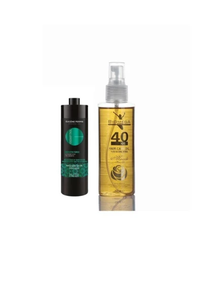 EUGENE PERMA Essentiel Keratin Dökülme Önleyici Şampuan 1000 ml+Biomega 40 Bitkili Doğal Saç Bakım Yağı 150 ml ürün görseli 1