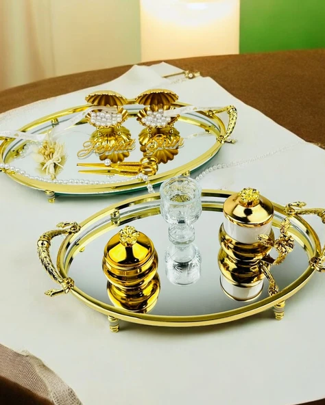 Infinity Gold Şık Söz Nişan Tepsisi  Siyah ürün görseli 1