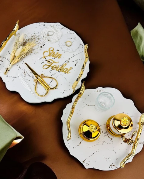 Devotiony Felsefesiyle Gold Polyester Söz ve Nişan Tepsisi   gold ürün görseli 1