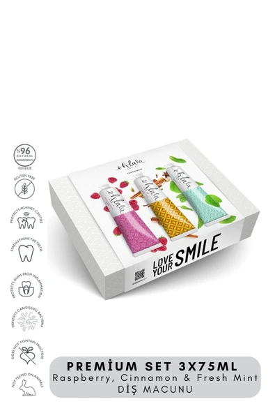 OHLALA Raspberry, Cinnamon & Fresh Mint Premium Set 3 x 75 ml Diş Macunu - Resim 2